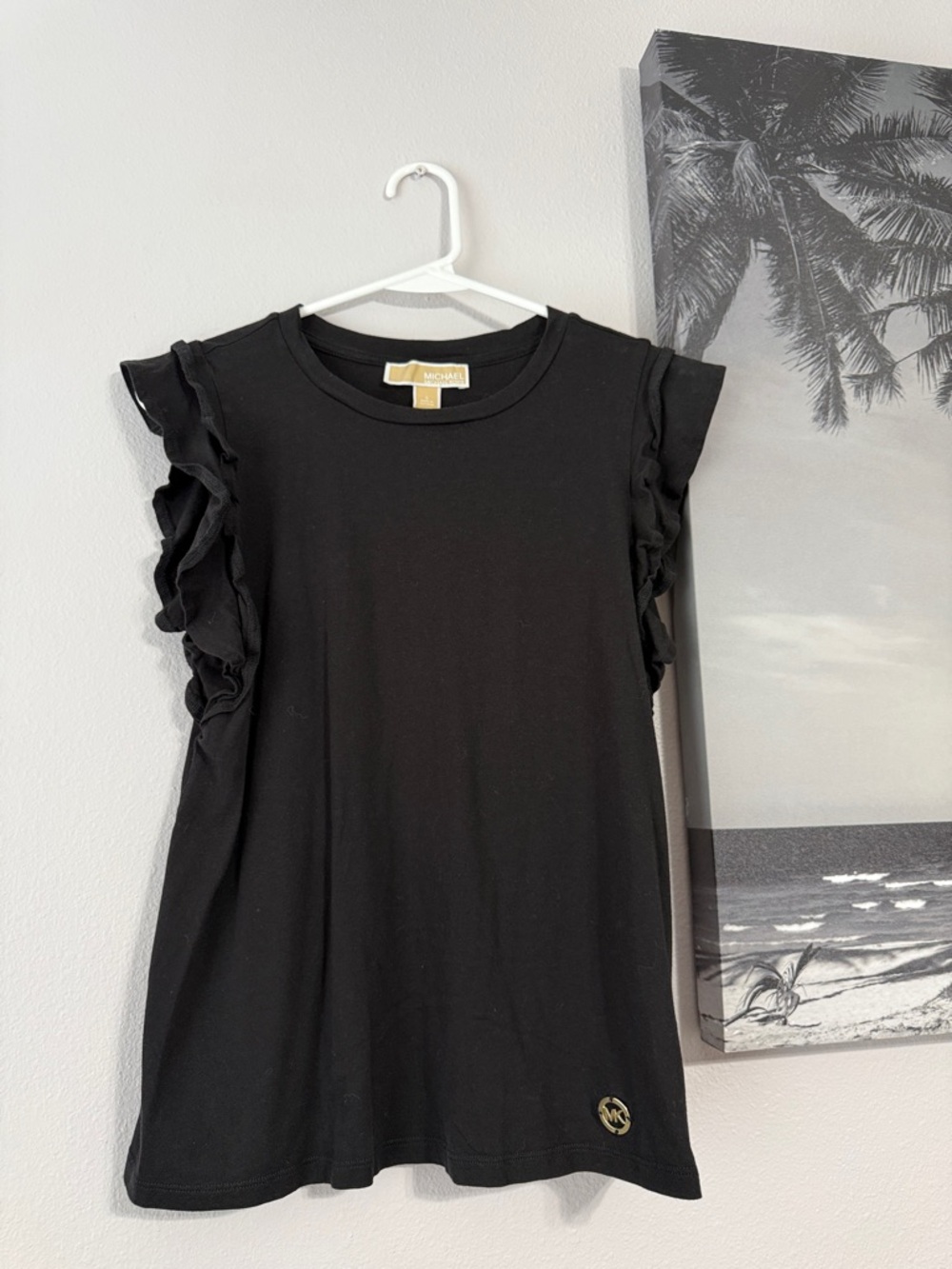 Michael Kors Black Tee w/ Gold Logo Accent